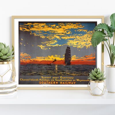 Sunset Over Guernsey - Southern Railway - Premium Art Print