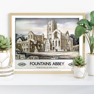 Fountains Abbey - viaggio in treno - 11 x 14" stampa d'arte premium