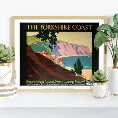 Yorkshire Coast - città collinare sulla costa - stampa d'arte