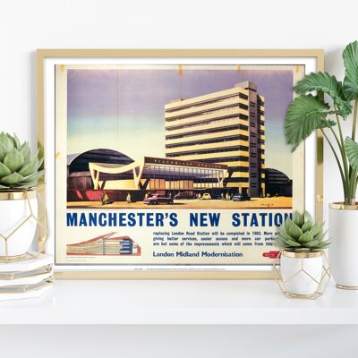 Manchesters neuer Bahnhof – Premium-Kunstdruck im Format 11 x 14 Zoll