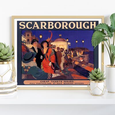 Scarborough - Vita notturna al lungomare - Stampa d'arte premium