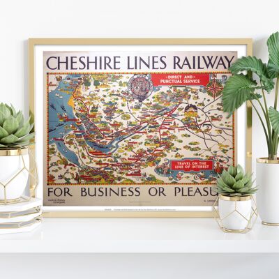Mappa ferroviaria di Cheshire Lines - Stampa artistica della linea di interesse