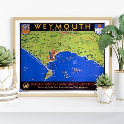 Carte de Weymouth et du district - 11X14" Premium Art Print