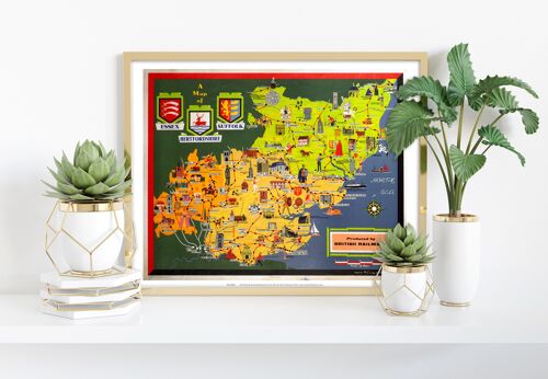 Essex, Suffolk Map - British Railways Art Print