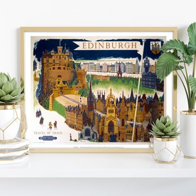 Edinburgh, Reisen mit dem Zug – Premium-Kunstdruck im Format 11 x 14 Zoll