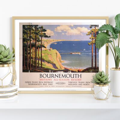 Bournemouth - Gran Bretagna All-Season Resort - 11 x 14" stampa d'arte