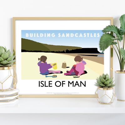 Costruzione di castelli di sabbia, isola di Man-stampa artistica di Richard O'Neill