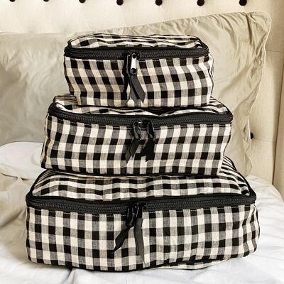 Packing Cubes Gingham Checkered Linen