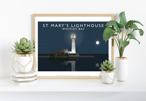 St Mary's Lighthouse (Night) - Richard O'Neill Art Print