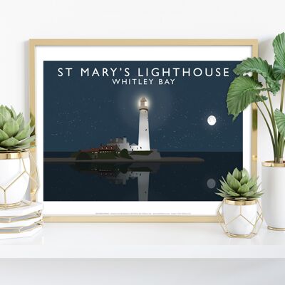 St Mary's Lighthouse (Night) - Richard O'Neill Art Print