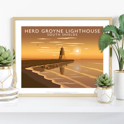 Herd Groyne Lighthouse By Artist Richard O'Neill Art Print