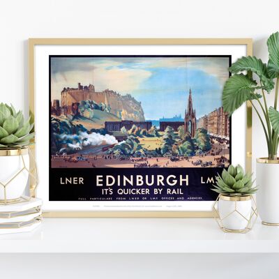 Edinburgh, schneller mit der Bahn – Premium-Kunstdruck im Format 11 x 14 Zoll