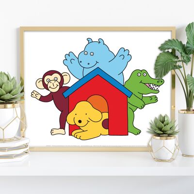 Spot The Dog And Friends In A Doghouse - Premium Art Print