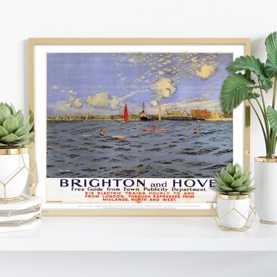 Vue sur la mer et la jetée de Brighton et Hove - Impression artistique Premium