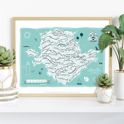 Carte de l'île d'Anglesey par l'artiste Tabitha Mary - Impression artistique