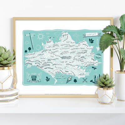 Mapa de Dorset por la artista Tabitha Mary - Impresión de arte premium