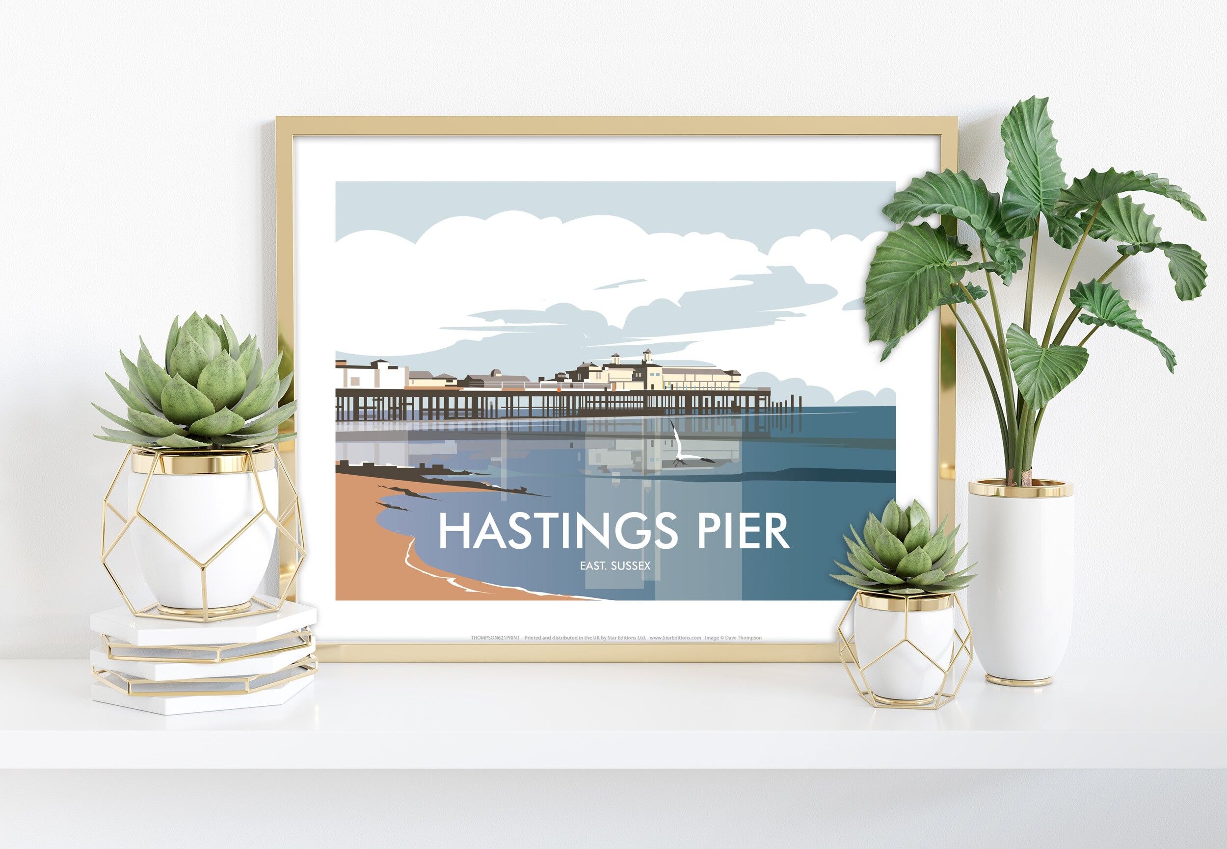 Hastings Pier, East Sussex vom Künstler Dave Thompson Kunstdruck
