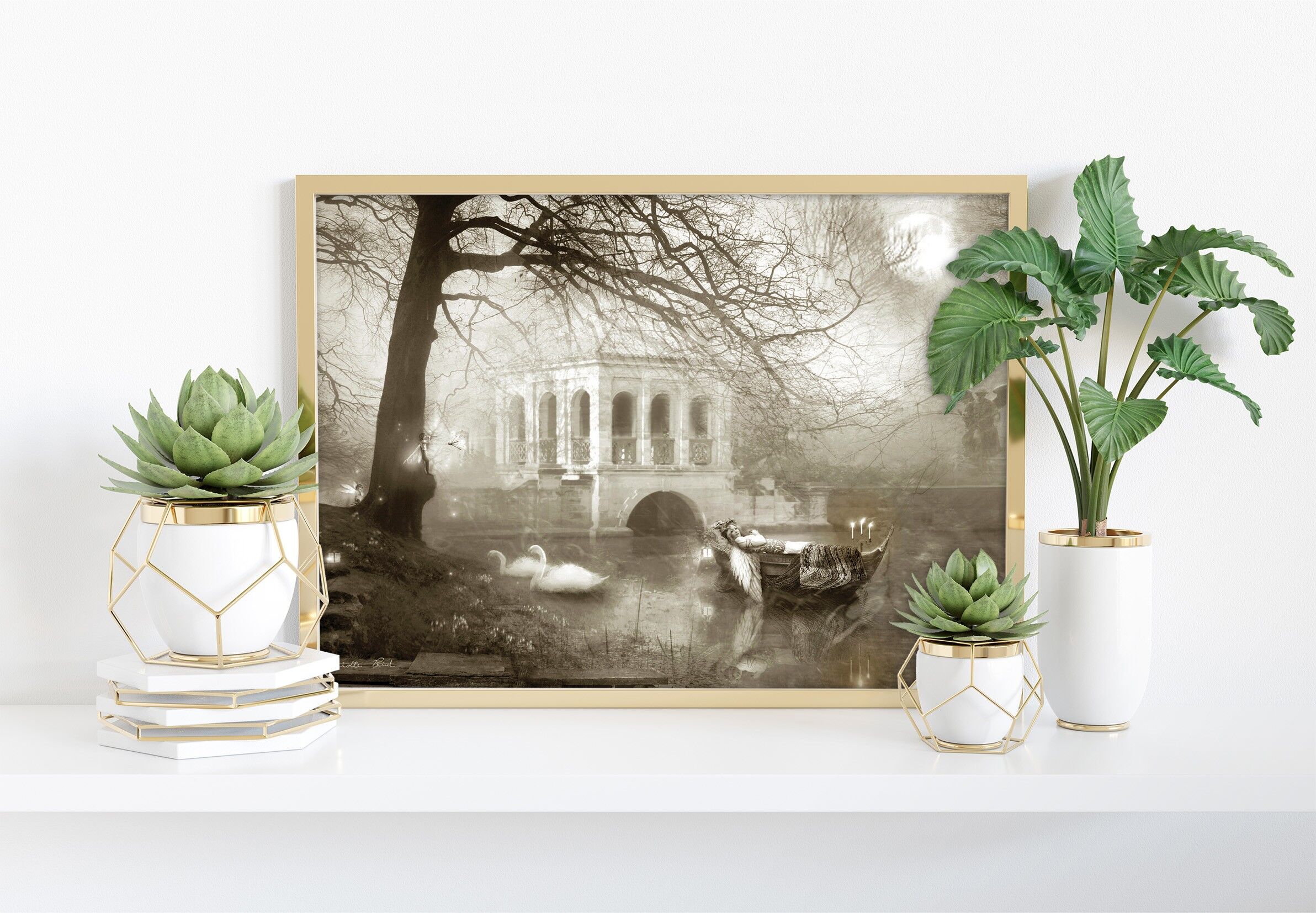 L'angelo del lago della luna - 11 x 14" stampa d'arte di Charlotte Bird