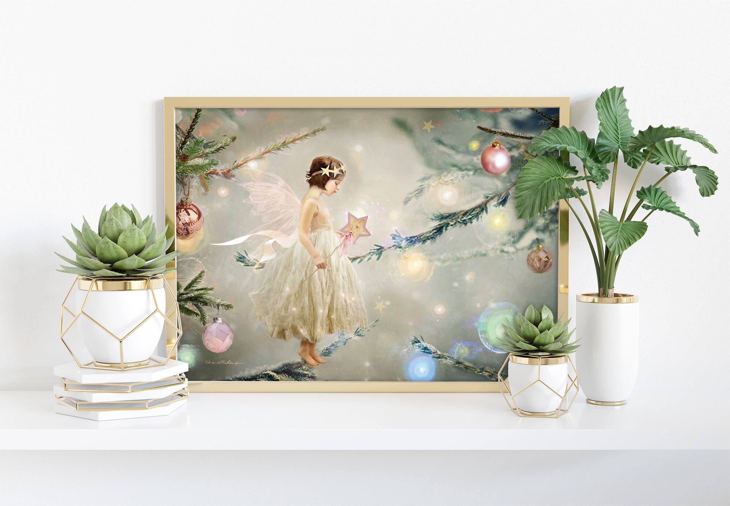 Fata dell'albero di Natale - 11 x 14" stampa d'arte di Charlotte Bird