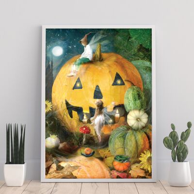 Halloween dans le champ de citrouilles - 11X14" Art Print