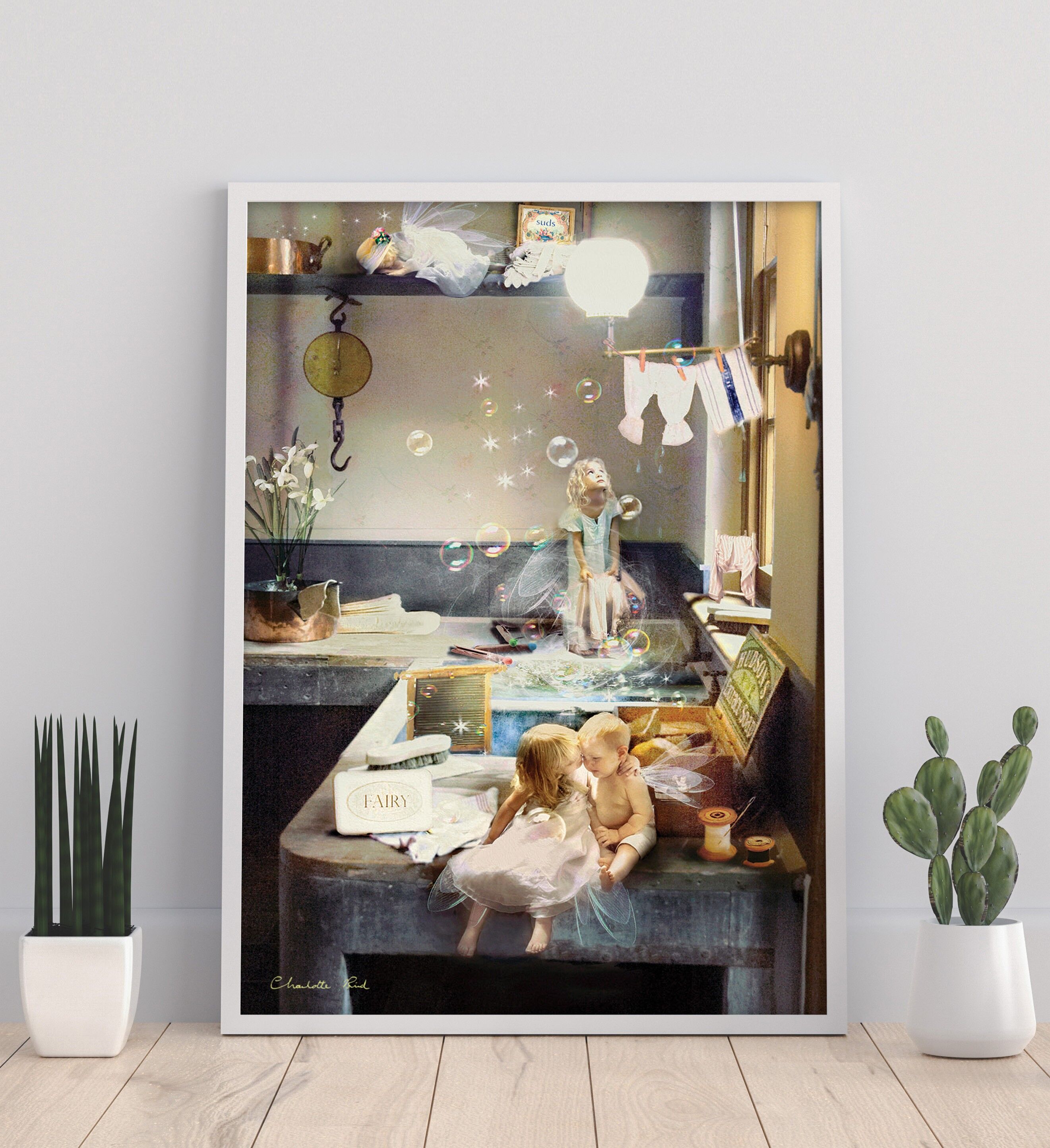 Wash Day Blues - 11 x 14&quot; stampa artistica di Charlotte Bird