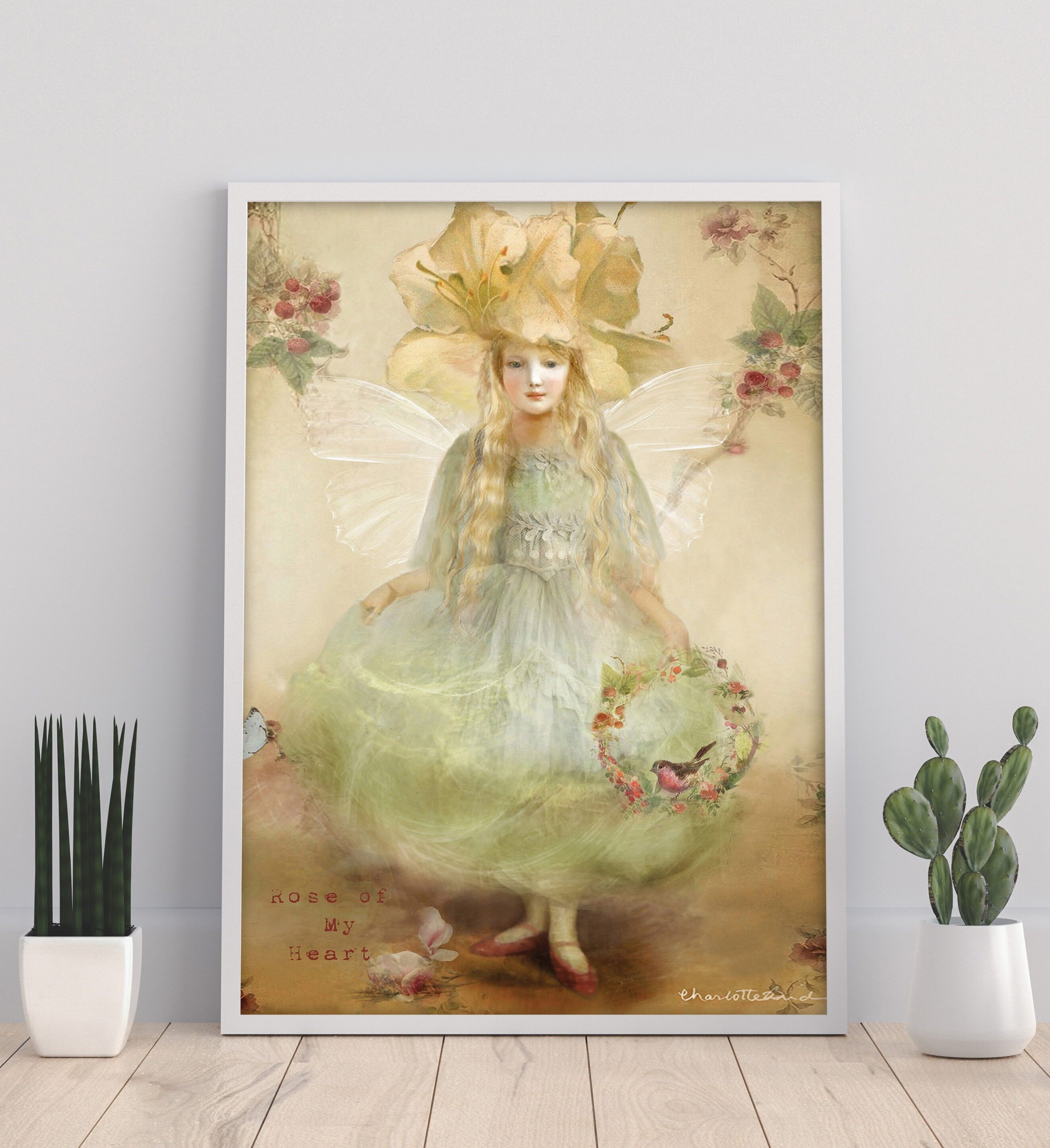 Rose Of My Heart - 11X14” Art Print by Charlotte Bird