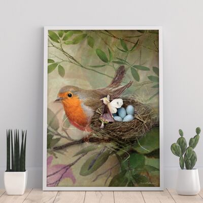 Mon ami le Robin - 11 X 14" Art Print par Charlotte Bird