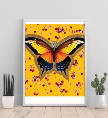 Papillon avec cerises - 11 X 14" Art Print