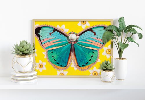 Butterfly With Daffodils - 11X14” Art Print