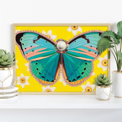 Schmetterling mit Narzissen - 11X14" Kunstdruck