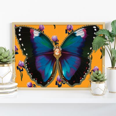 Papillon avec Iris 11X14" Art Print par Liva Pakalne Fanelli
