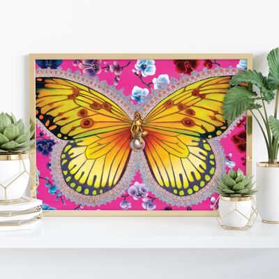 Papillon avec orchidées - 11 X 14" Art Print