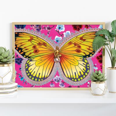 Butterfly With Orchids - 11X14” Art Print