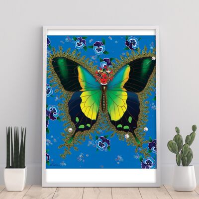 Butterfly With Pansies - 11X14” Art Print