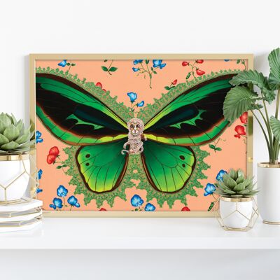 Butterfly With Sweet Peas - 11X14” Art Print