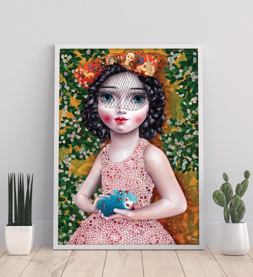 Girl with Hedgehog -11X14” Art Print by Liva Pakalne Fanelli