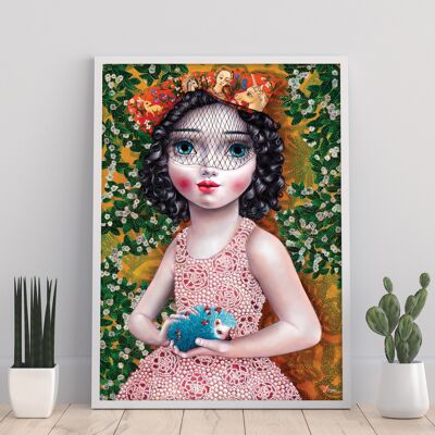 Girl with Hedgehog -11X14” Art Print by Liva Pakalne Fanelli