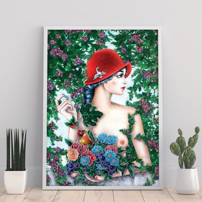 Mädchen mit rotem Hut 11 x 14" Kunstdruck von Liva Pakalne Fanelli