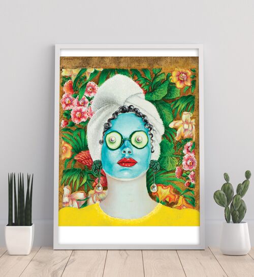 Girl With Turquoise Face Mask - 11X14” Art Print