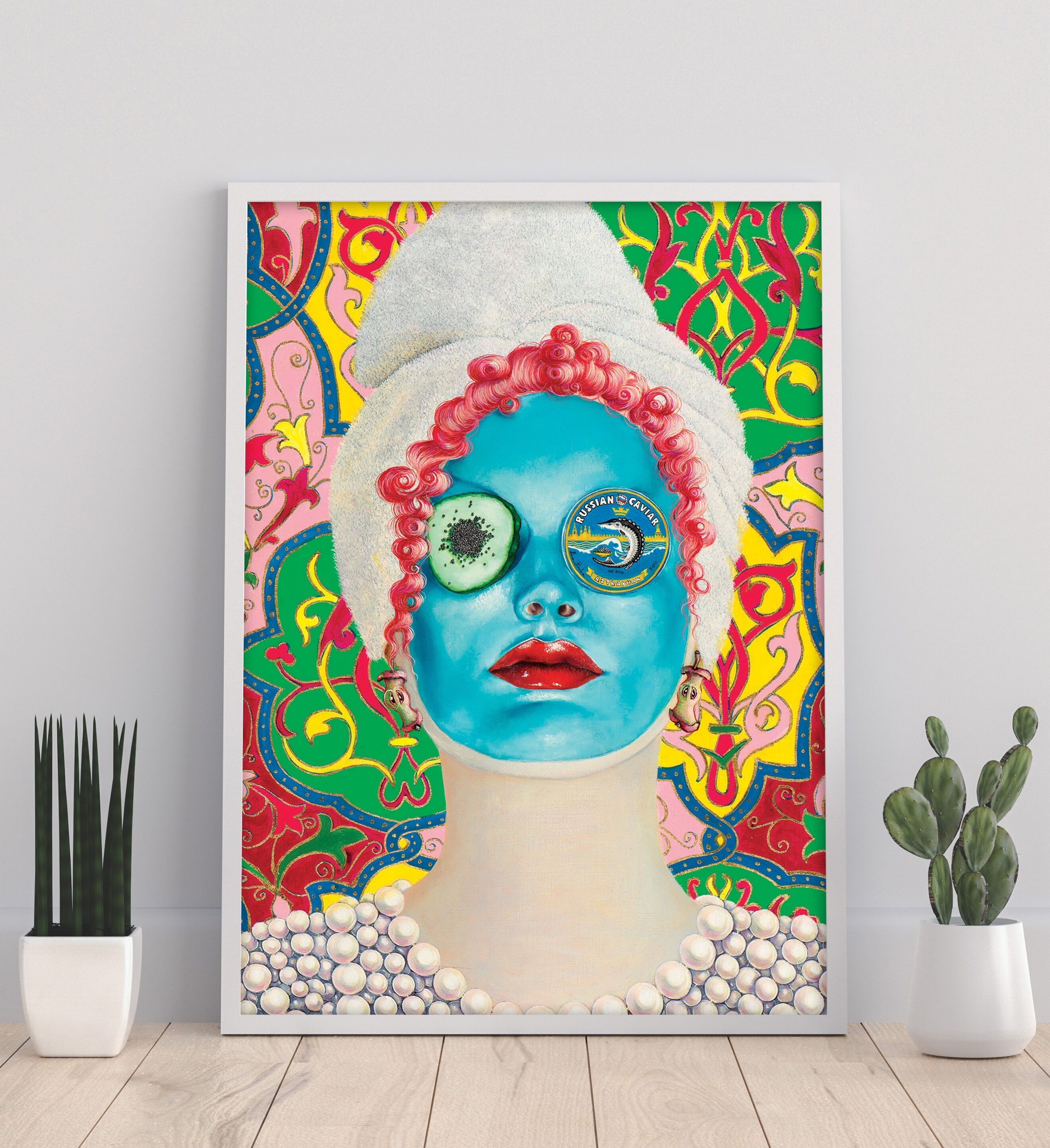 Máscara de belleza con caviar ruso - 11X14” Lámina artística