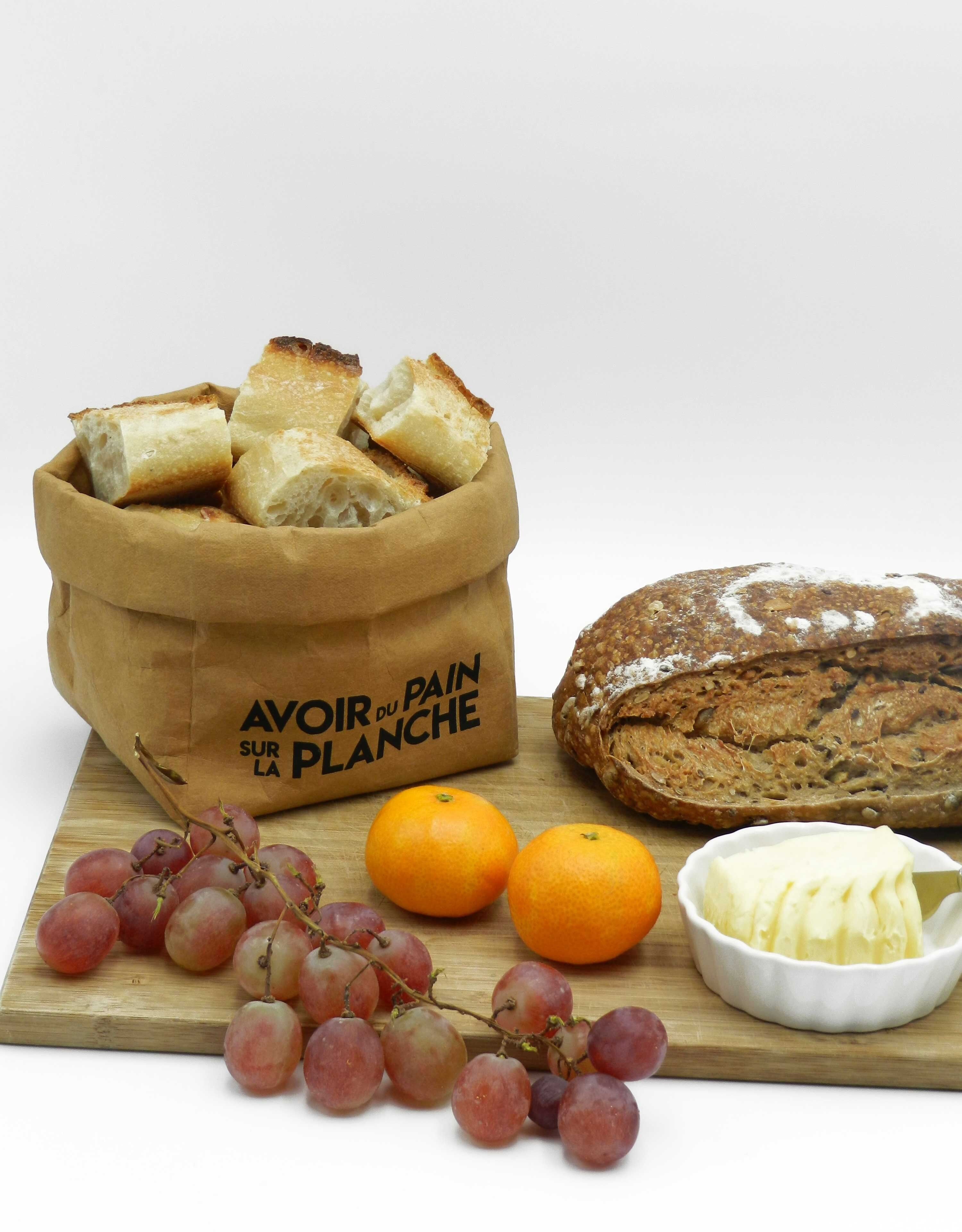 Brotkorb Xs - pflanzlich und waschbar - Braun "Haben Sie Brot auf dem Brett" - 4/8 Personen