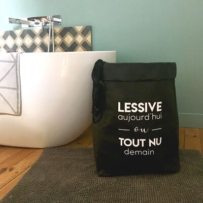 Panière à linge - Lessive aujourd'hui ou tout nu demain