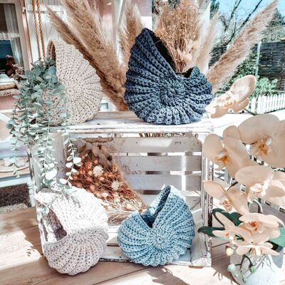 Bohemian style “shell” decorative basket, ammonites M