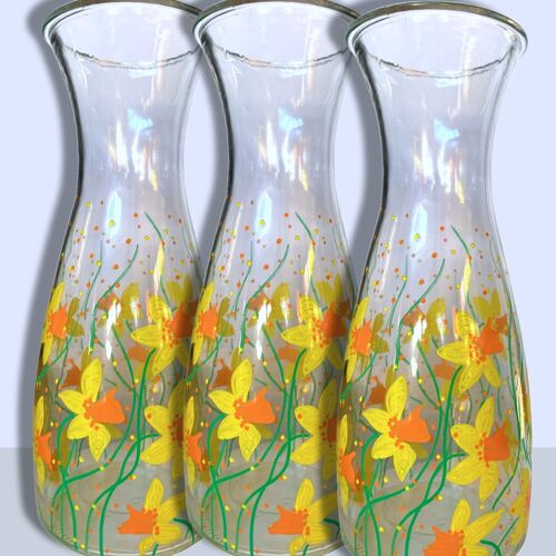 Daffodil Vase Carafe - Hand Painted in Wales - Homeware