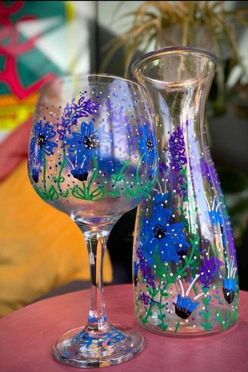 Lavender Vase Carafe - Hand Painted in Wales - Homeware
