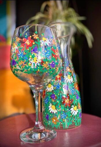Meadow Flower Vase, Carafe, Gin Glass - Peint au Pays de Galles 2