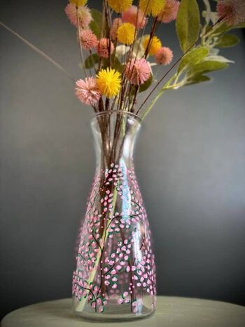 Pink Blossom Vase, Carafe, Gin Glass - Peint à la main au Pays de Galles 3