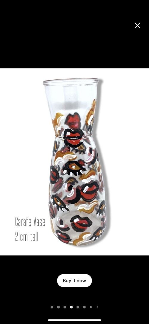 Pop Art Lips Carafe Vase - Hand Painted in Wales - Homeware