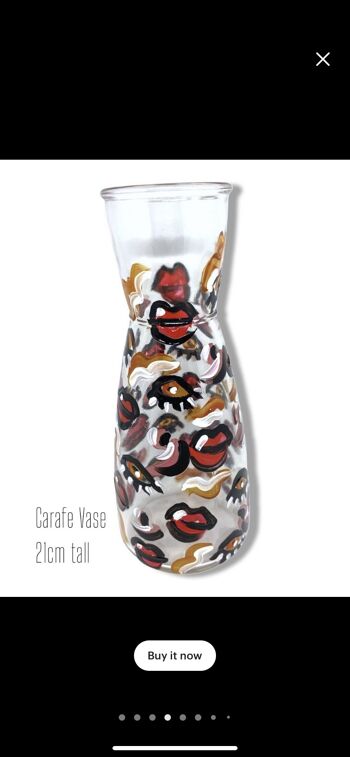 Pop Art Lips Carafe Vase - Peint à la main au Pays de Galles - Articles pour la maison