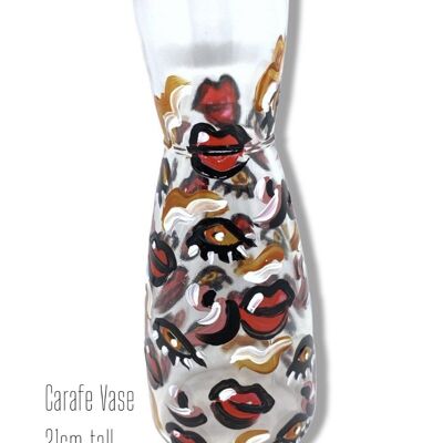 Pop Art Lips Carafe Vase - Peint à la main au Pays de Galles - Articles pour la maison